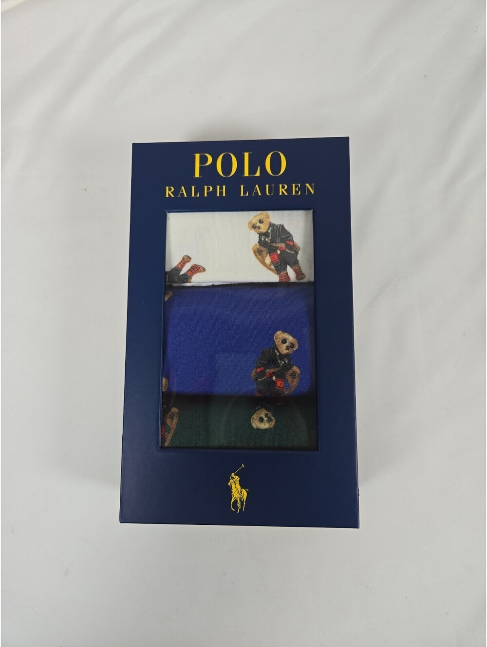 Polo Ralph Lauren Boxer Briefs Men Sz L Bear White/blue/greenHoliday (3-Pack)